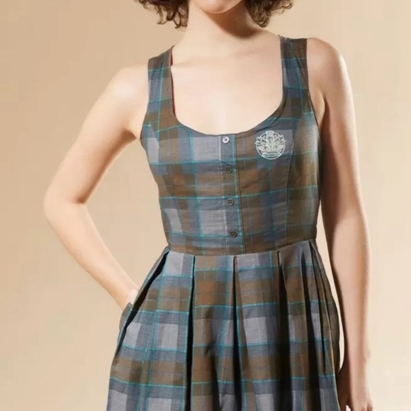 Hot Topic Outlander Lace Up Tartan Plaid Dress Nee With Tags Size 2X - Picture 2 of 7